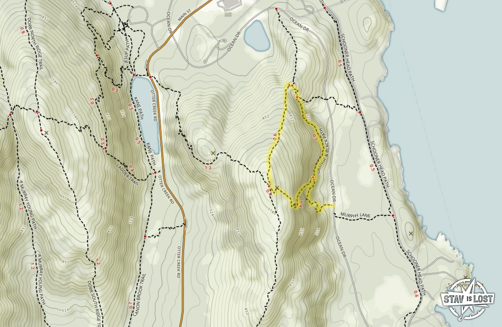 map for Champlain Mountain via Precipice Trail by stav is lost