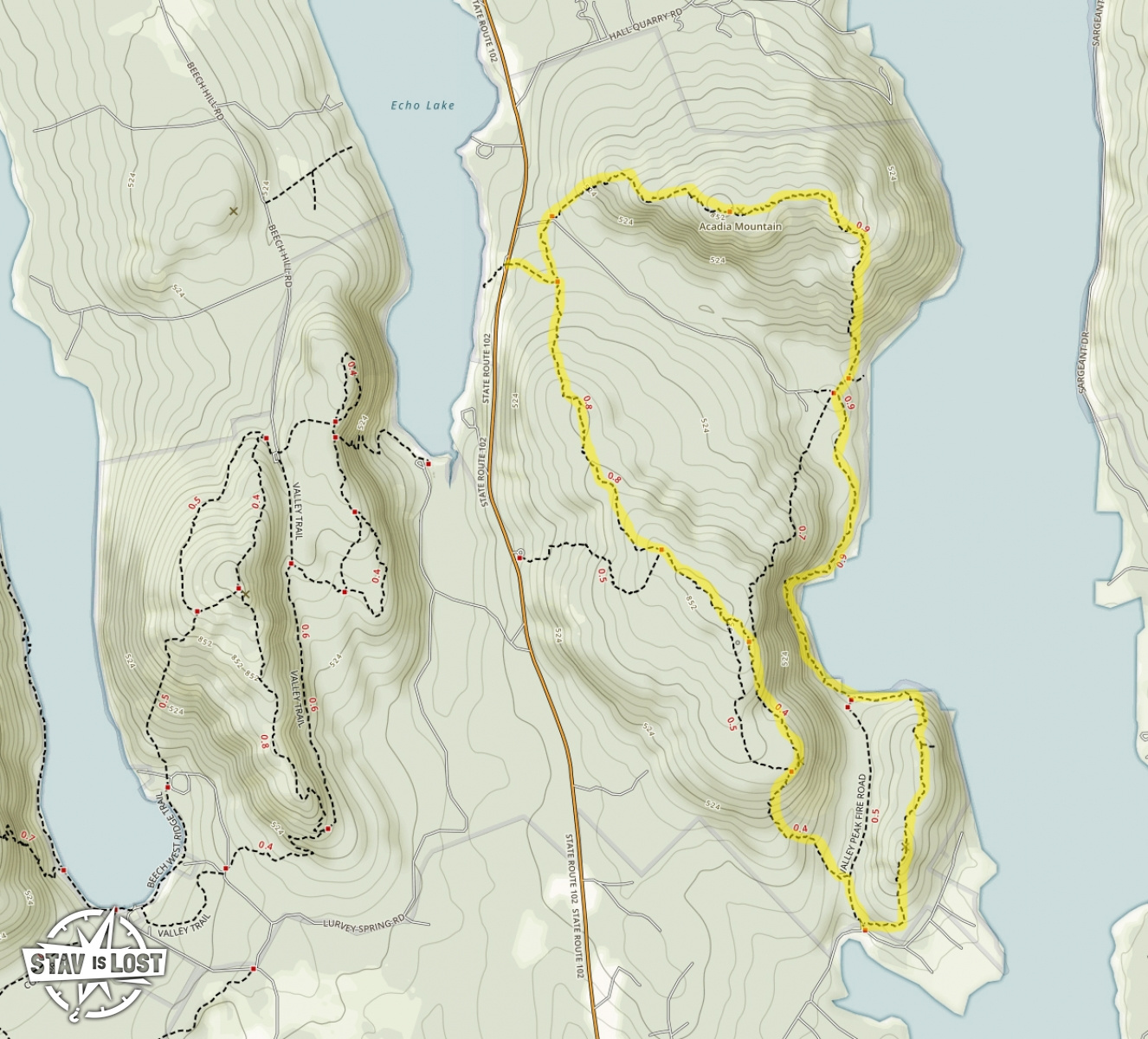 map for Robinson, Flying, and St. Sauveur Mountains Loop by stav is lost