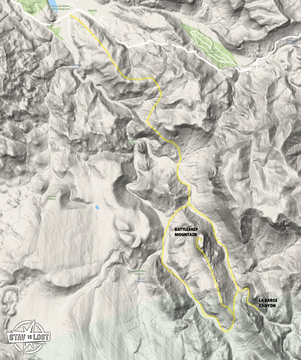 map for Battleship Mountain and La Barge Canyon by stav is lost