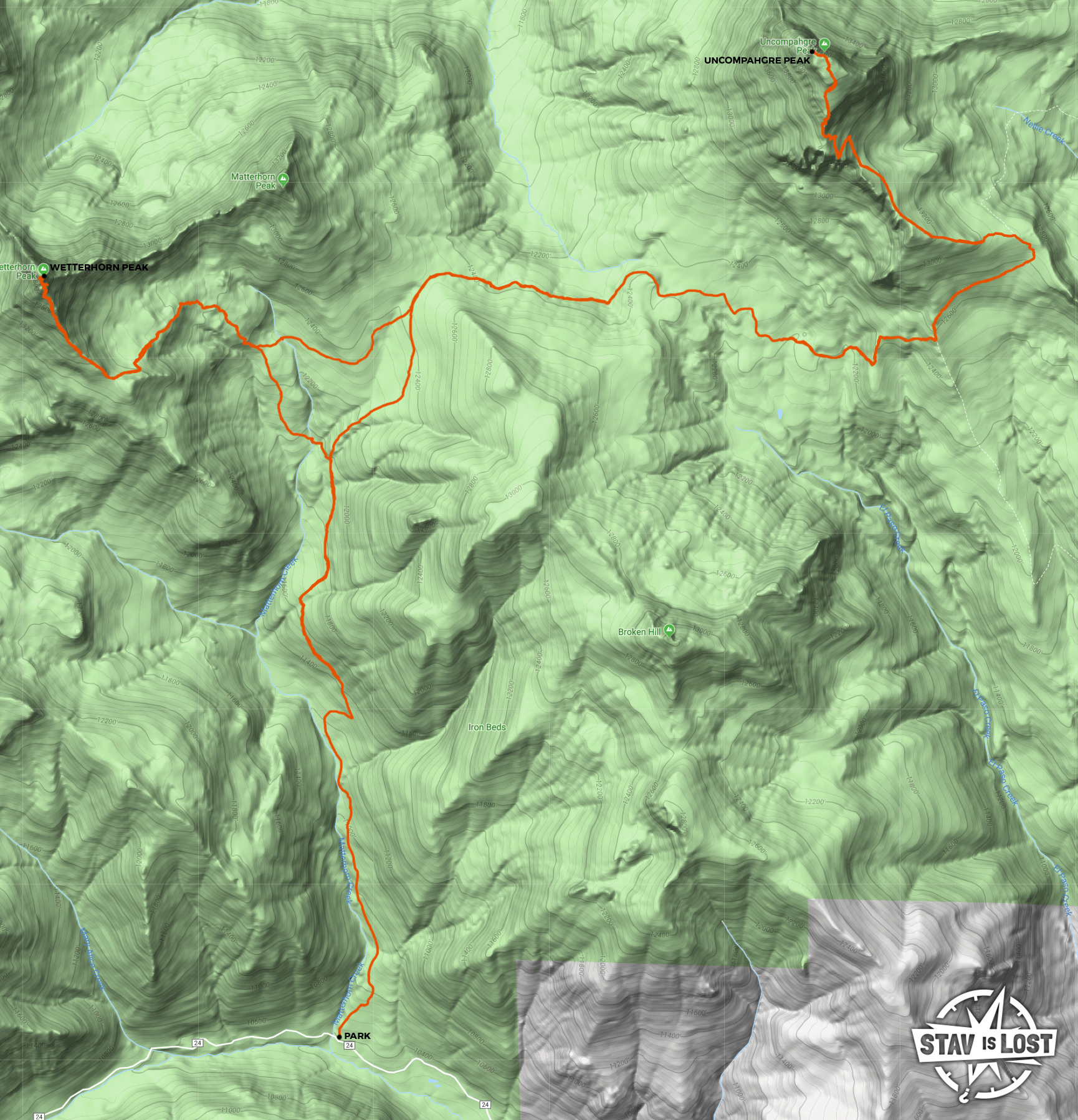 map for Wetterhorn and Uncompahgre Peaks by stav is lost