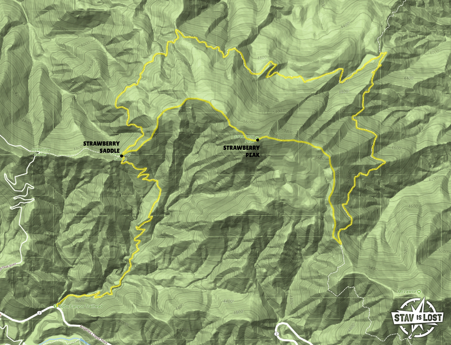 map for Strawberry Peak and Meadows via Colby Canyon by stav is lost