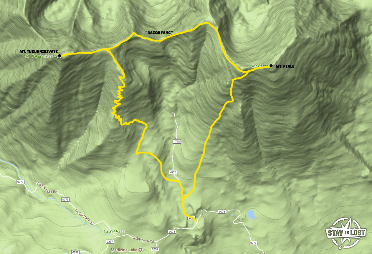 map for Mount Tukuhnikivatz and Mount Peale Loop by stav is lost