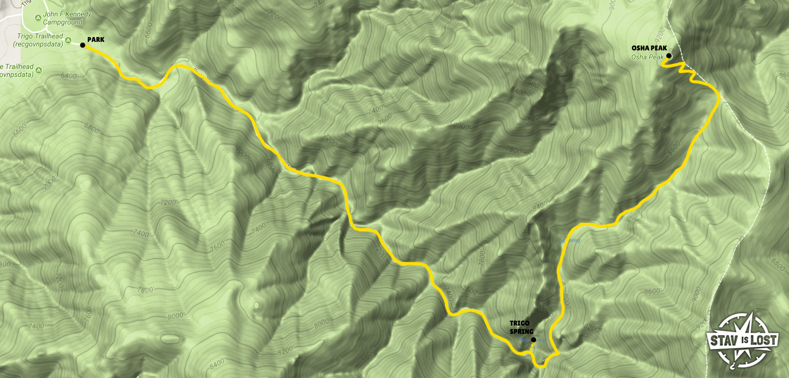 map for Osha Peak via Trigo Canyon by stav is lost