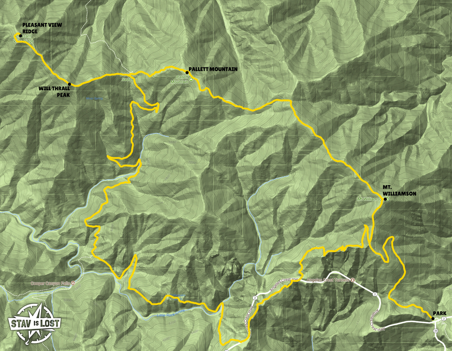 map for Mount Williamson, Pleasant View Ridge, and Little Rock Creek Loop by stav is lost