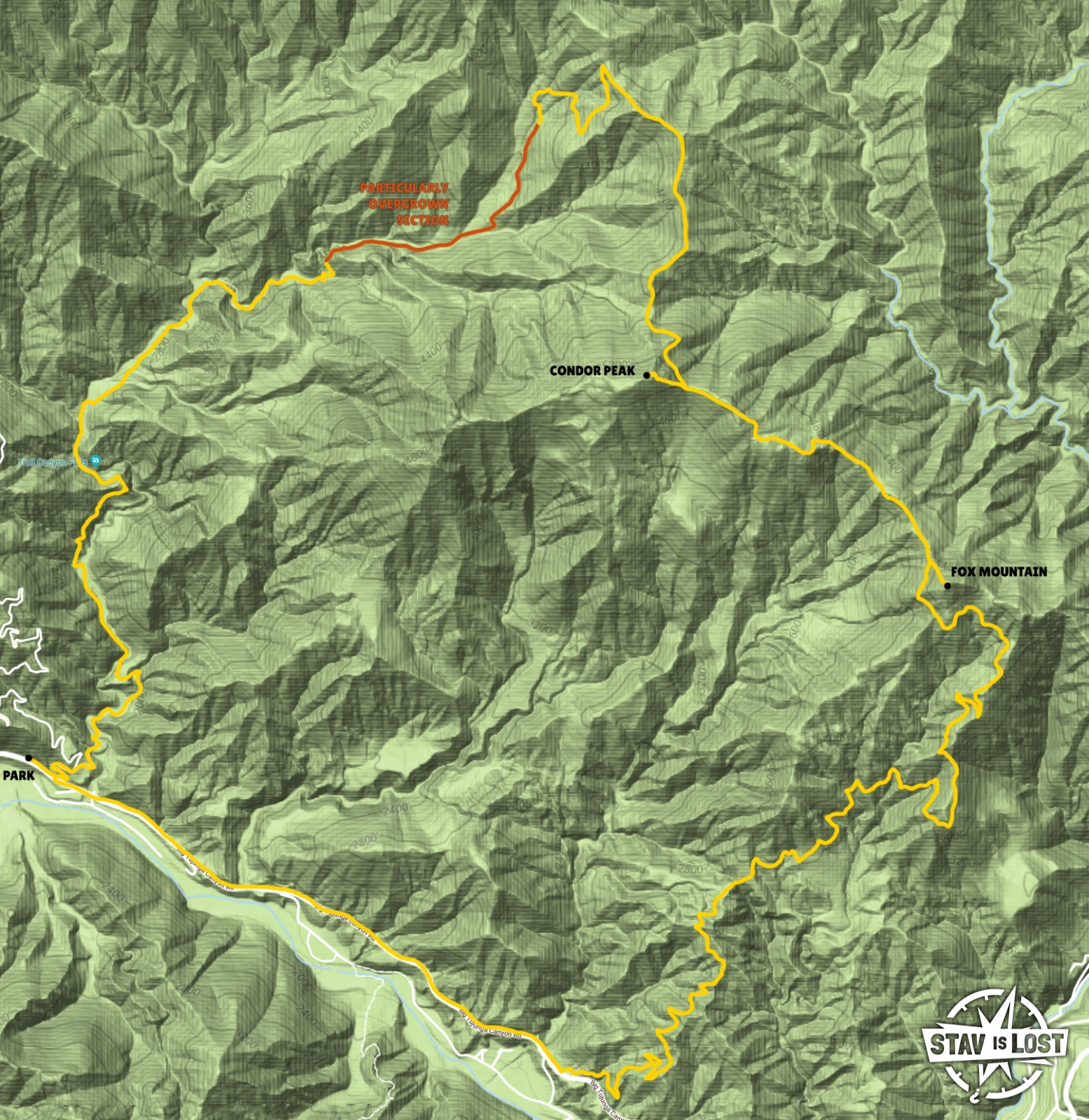 map for Condor Peak and Fox Mountain via Trail Canyon Loop by stav is lost