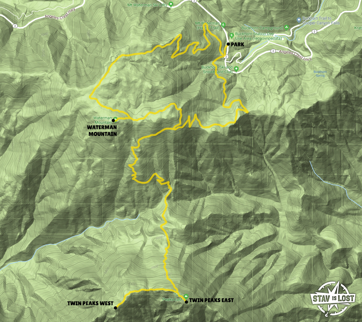 map for Twin Peaks and Waterman Mountain by stav is lost