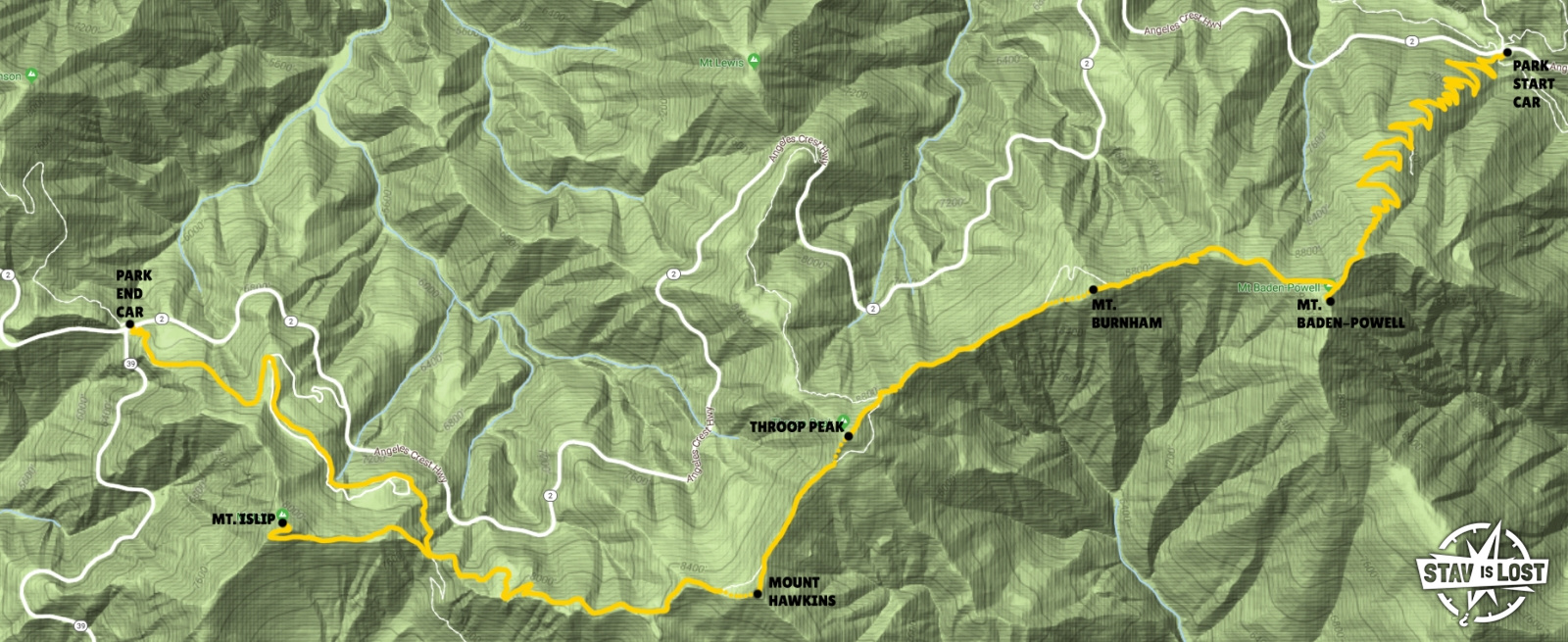 map for Mount Baden-Powell, Throop Peak, Mount Islip Traverse by stav is lost