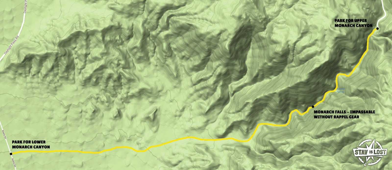 map for Upper Monarch Canyon by stav is lost