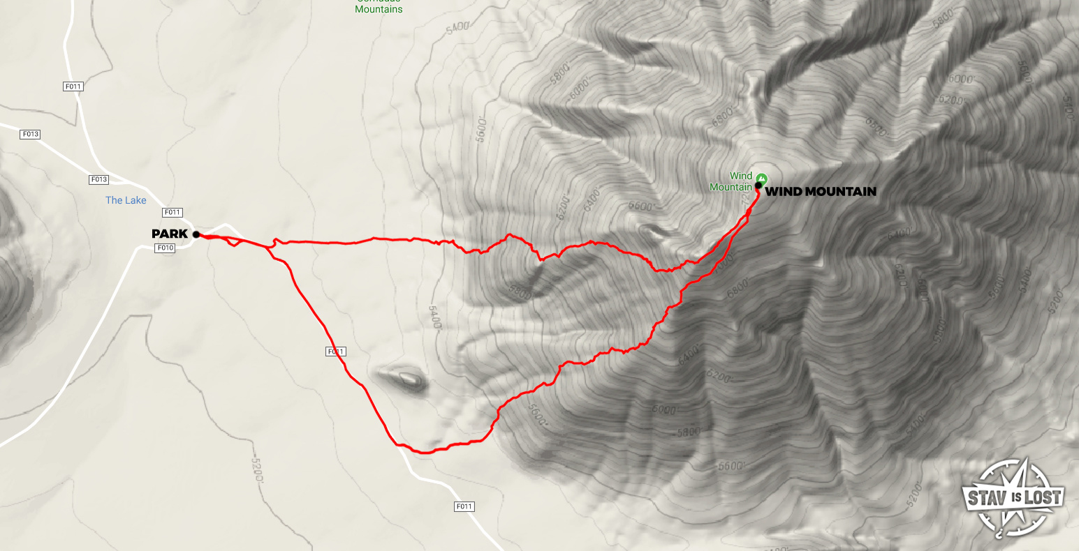 Hiking Map for Wind Mountain