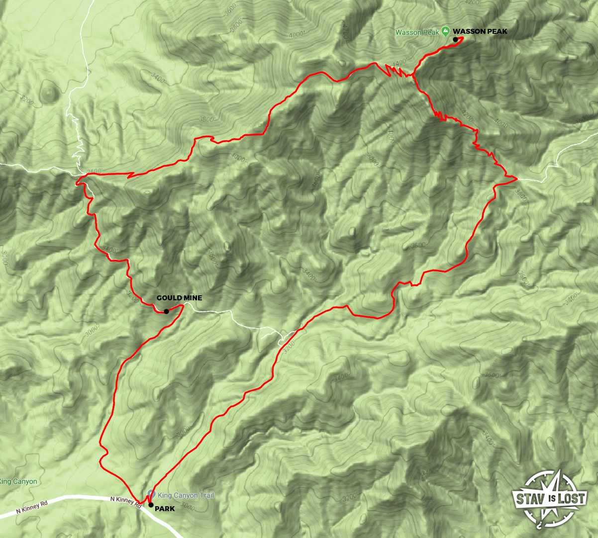 map for Wasson Peak via King Canyon and Gould Mine Loop by stav is lost