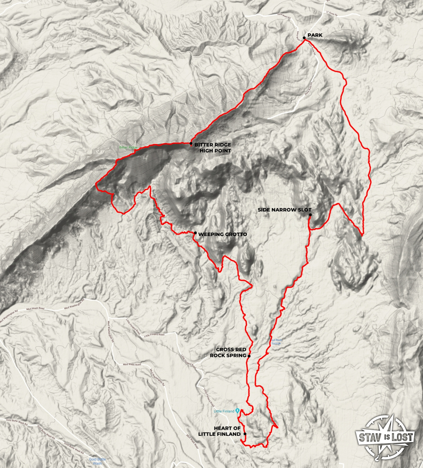map for Bitter Ridge and Little Finland Loop by stav is lost