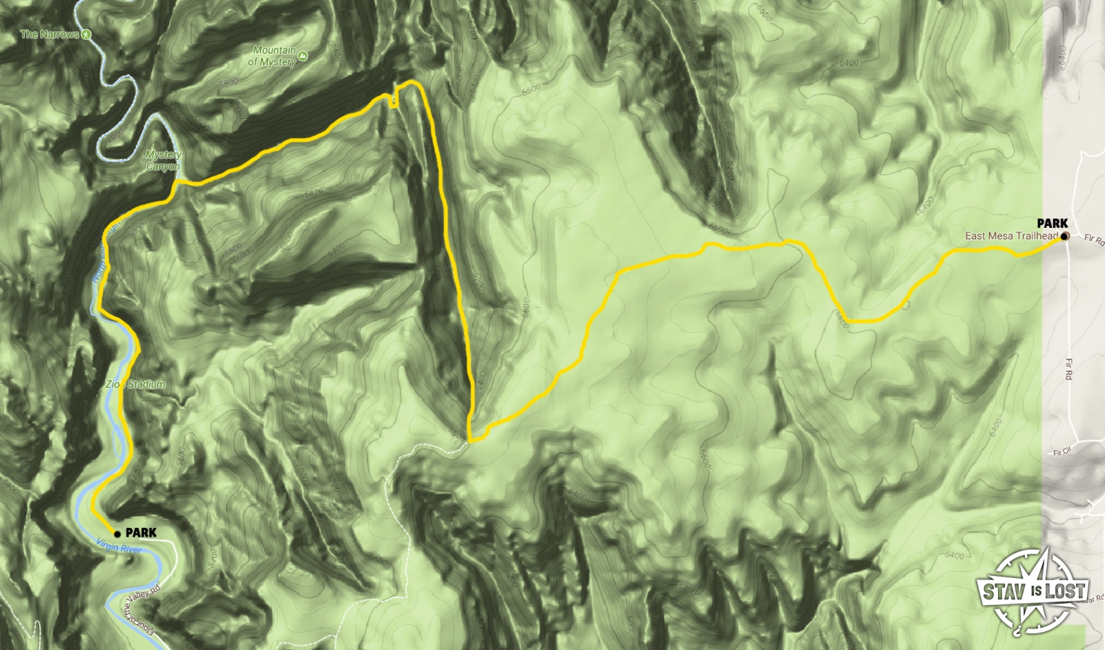 map for Mystery Canyon via East Mesa Trail by stav is lost