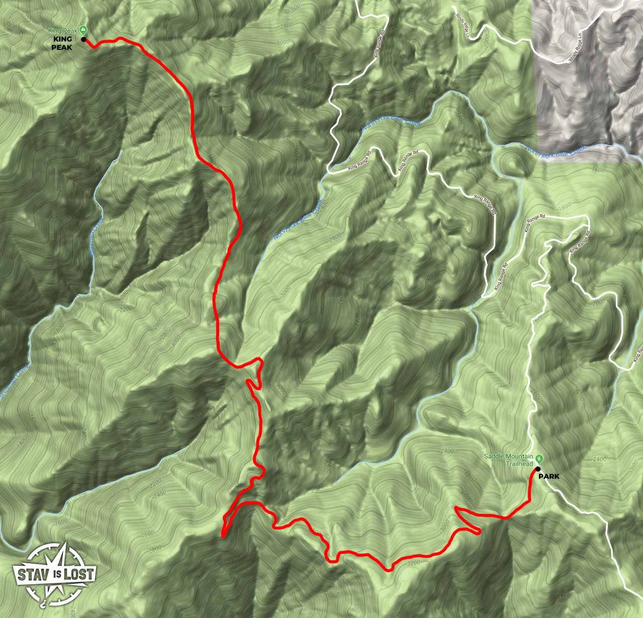 map for King Peak from Saddle Mountain by stav is lost