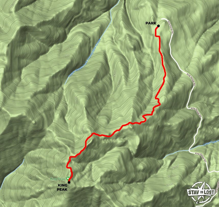 map for King Peak via Lightning Trail by stav is lost