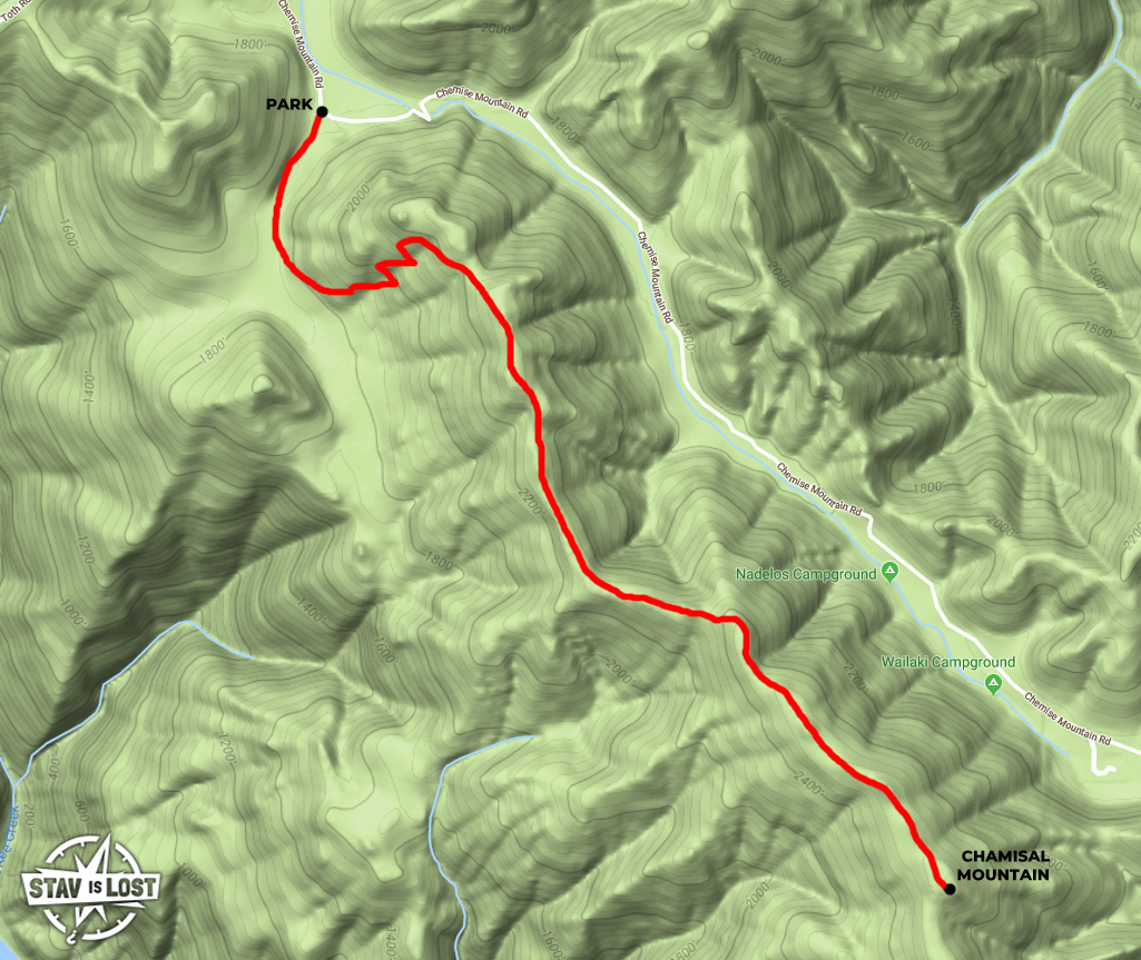 Hiking Map for Chamisal Mountain via Lost Coast Trail