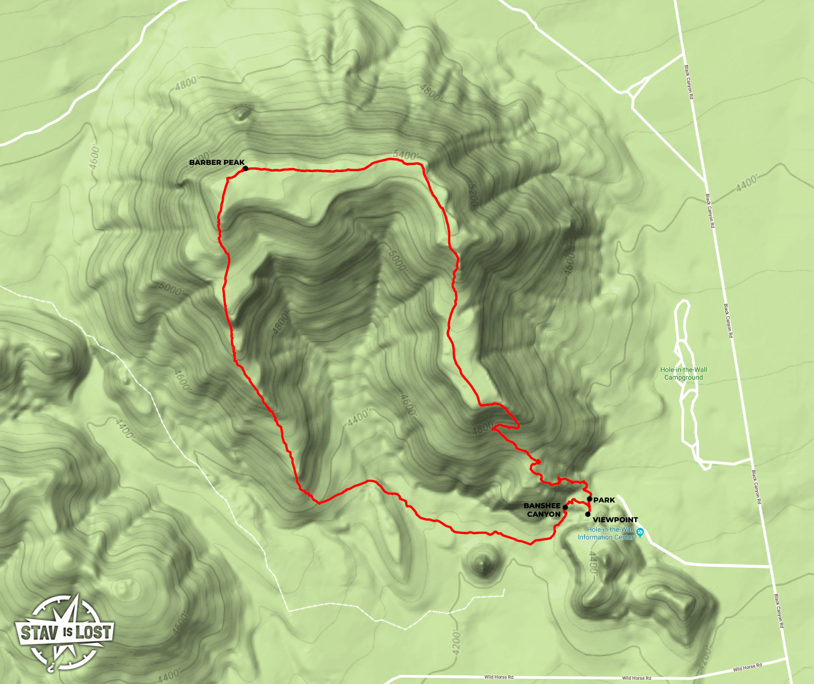 map for Banshee Canyon and Barber Peak by stav is lost