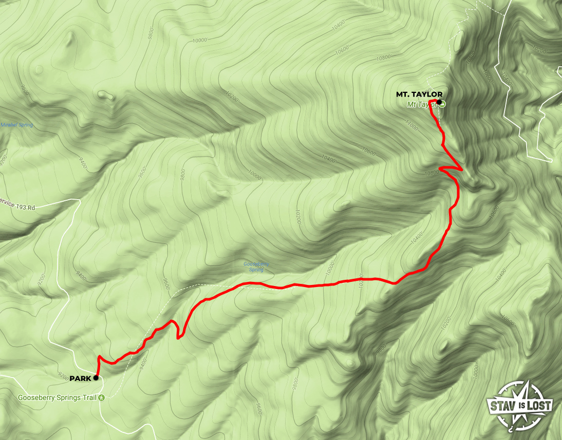 map for Mount Taylor via Gooseberry Springs Trail by stav is lost