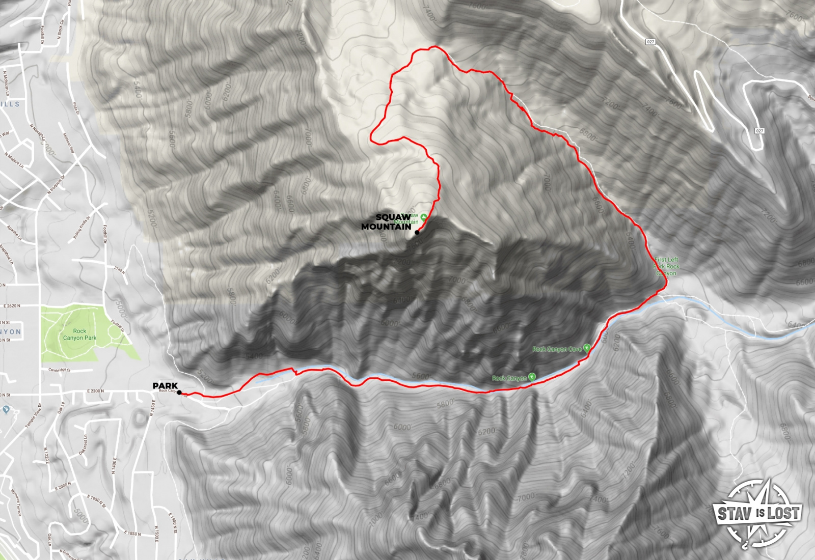 map for Squaw Peak via Rock Canyon by stav is lost