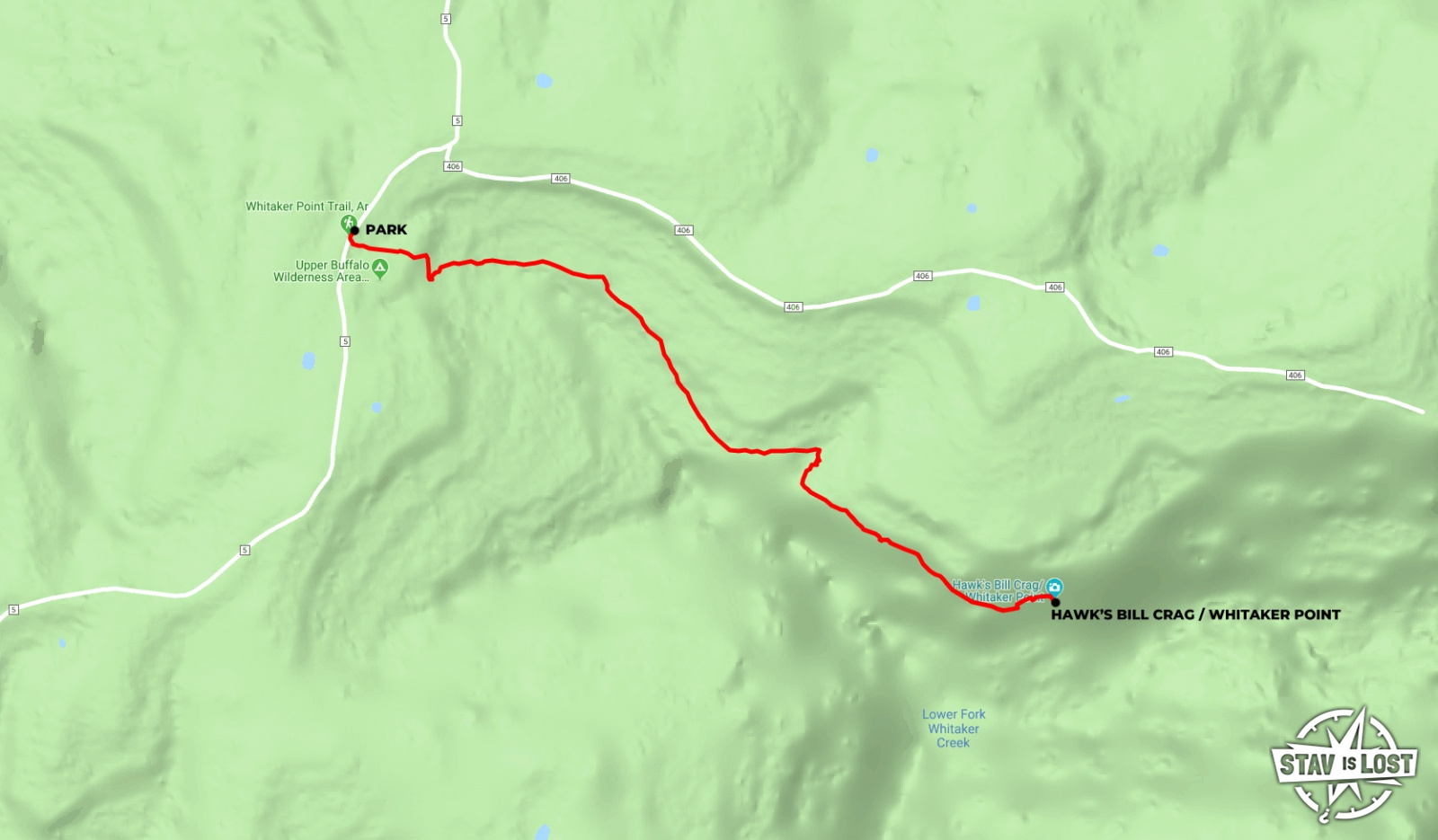 map for Hawksbill Crag (Whitaker Point) by stav is lost
