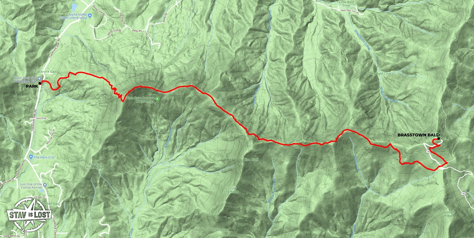 map for Brasstown Bald via Arkaquah Trail by stav is lost