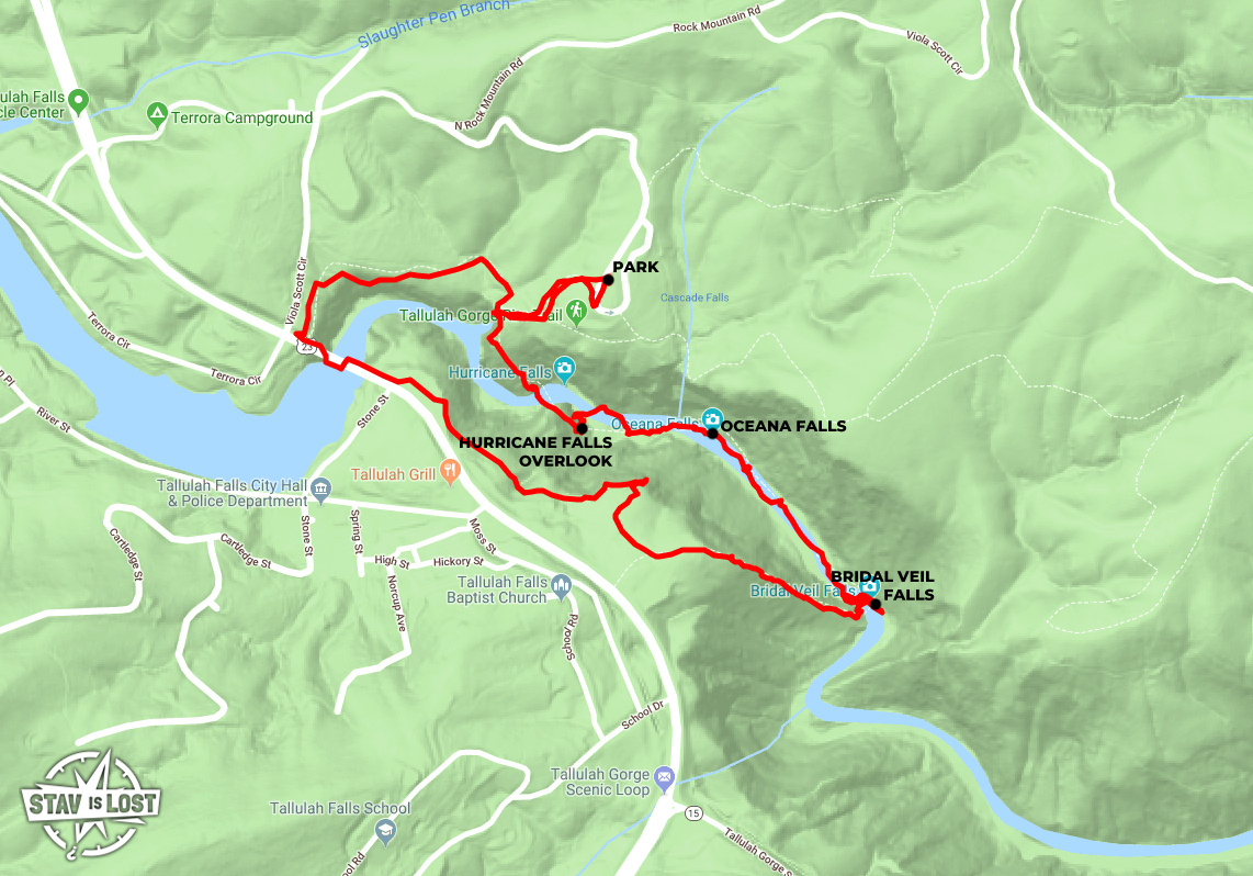 map for Tallulah Gorge Floor and Rim Loop by stav is lost