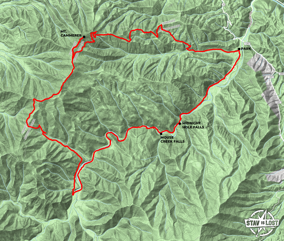 map for Mount Cammerer via Chestnut Branch and Big Creek Loop by stav is lost