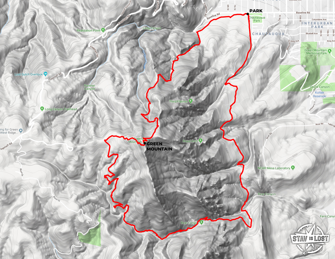 map for Green Mountain and Bear Canyon Loop by stav is lost
