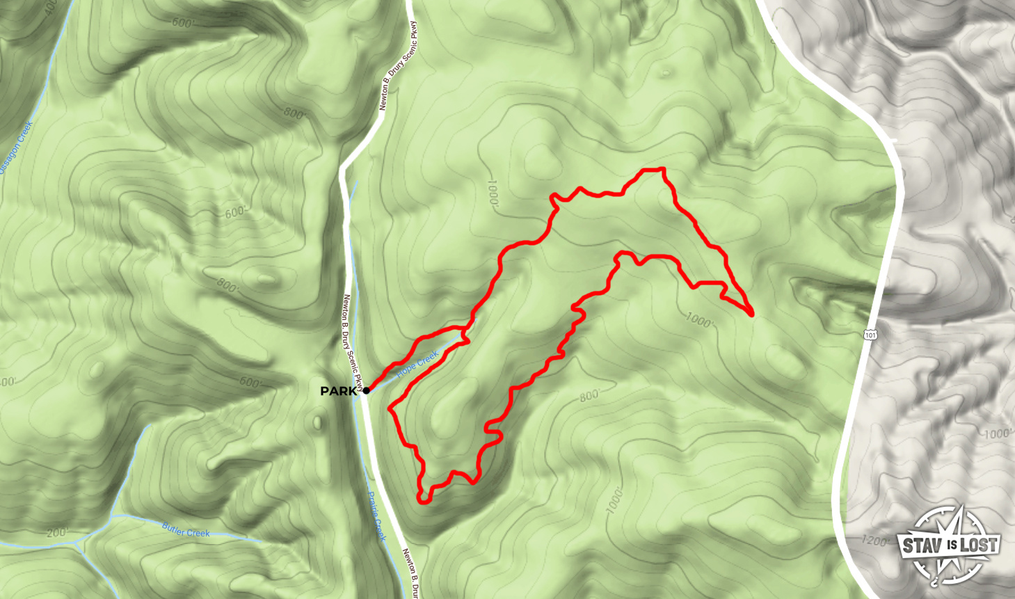 map for Hope Creek and Ten Taypo Loop by stav is lost