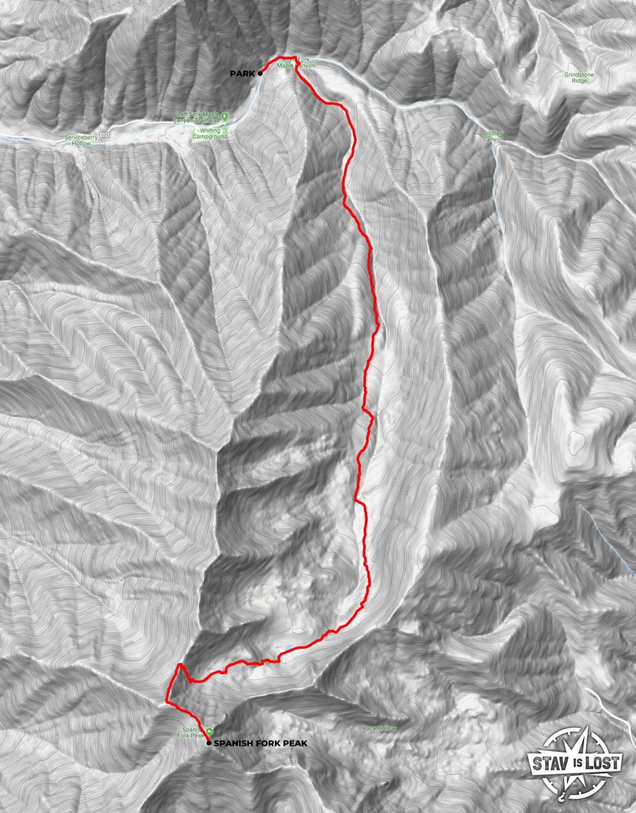 map for Spanish Fork Peak by stav is lost