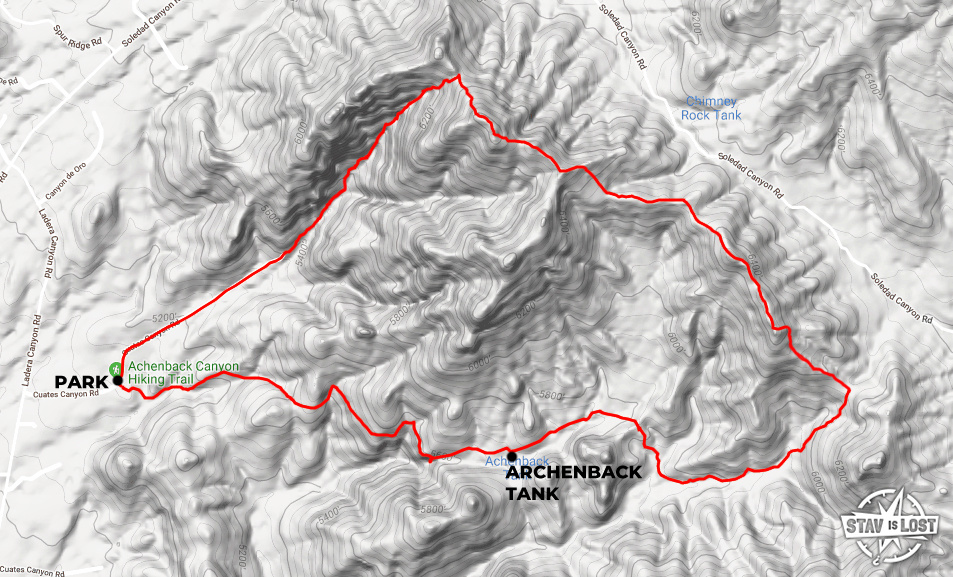 map for Mars Canyon and Archenback Canyon Loop by stav is lost