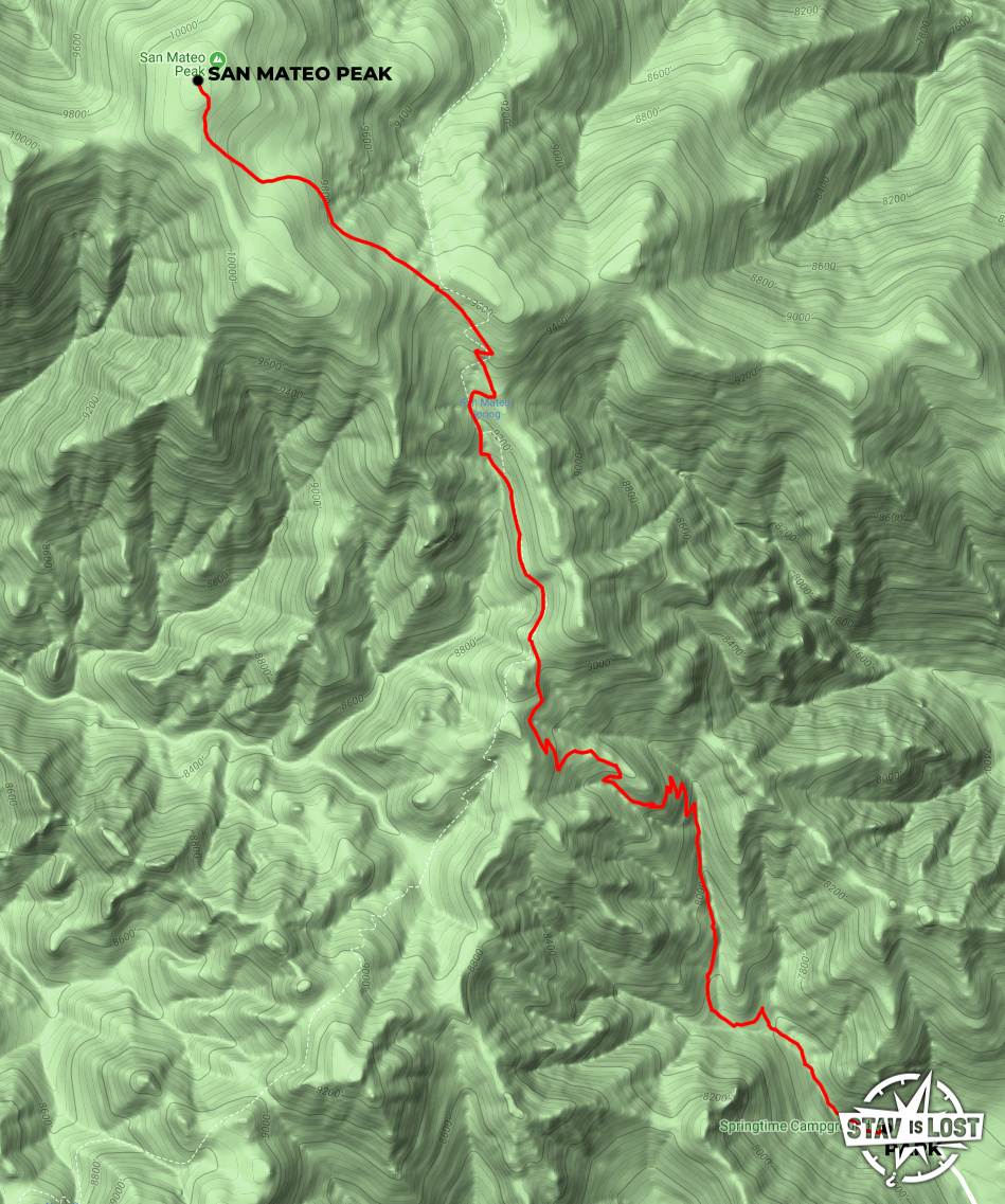 map for San Mateo Peak via Apache Kid Trail by stav is lost