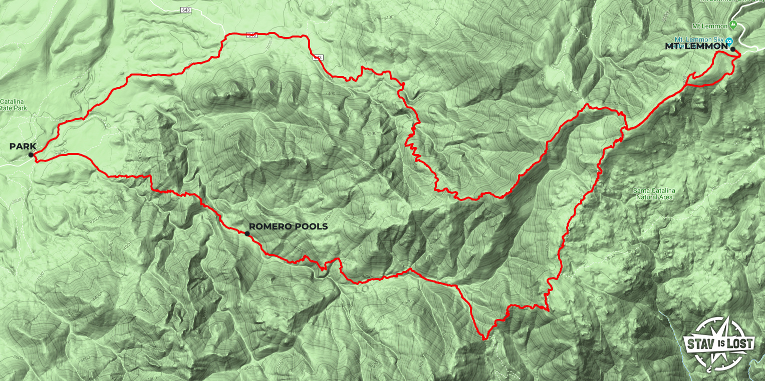 Hiking Mt. Lemmon via Romero Canyon and Sutherland Loop in Coronado