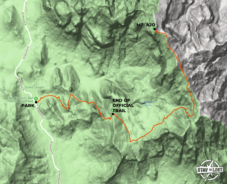 map for Mount Ajo via Bull Pasture Trail by stav is lost