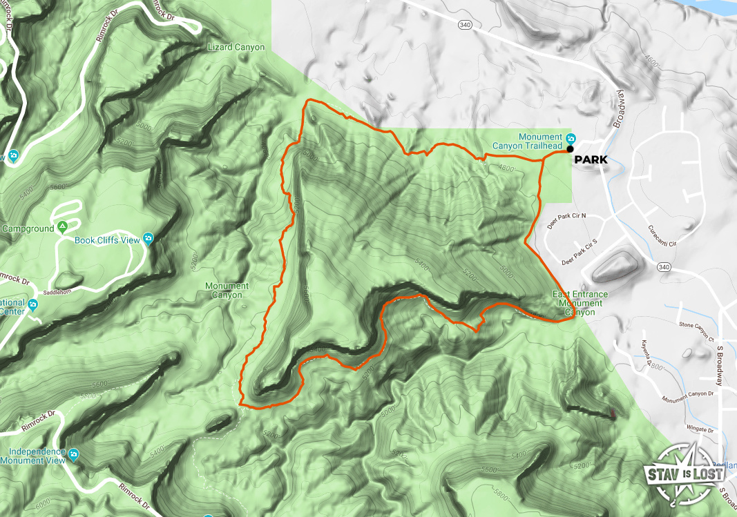 map for Wedding Canyon and Monument Canyon Loop by stav is lost