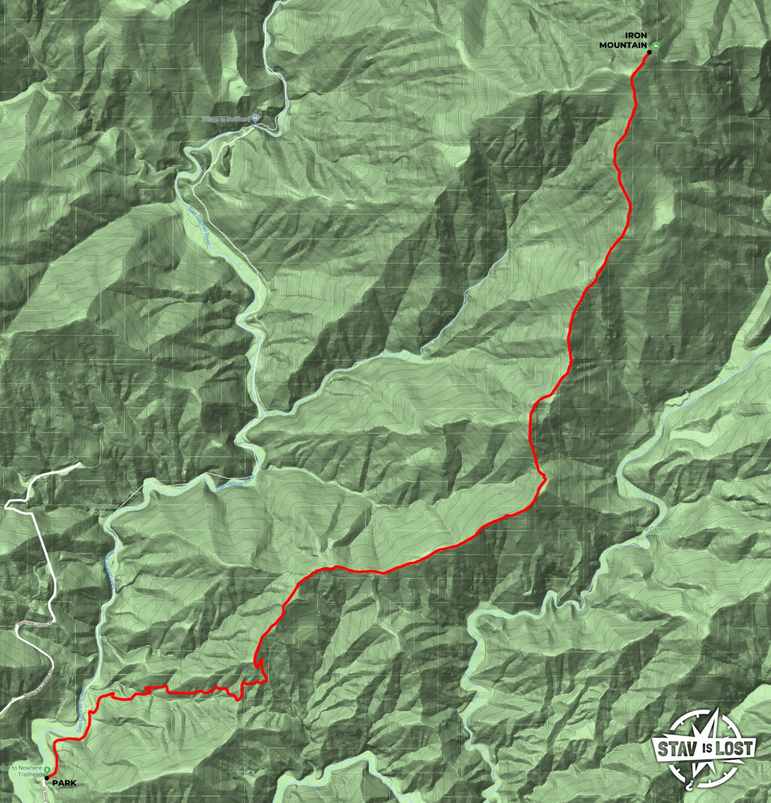 map for Iron Mountain via Heaton Flat Trail by stav is lost