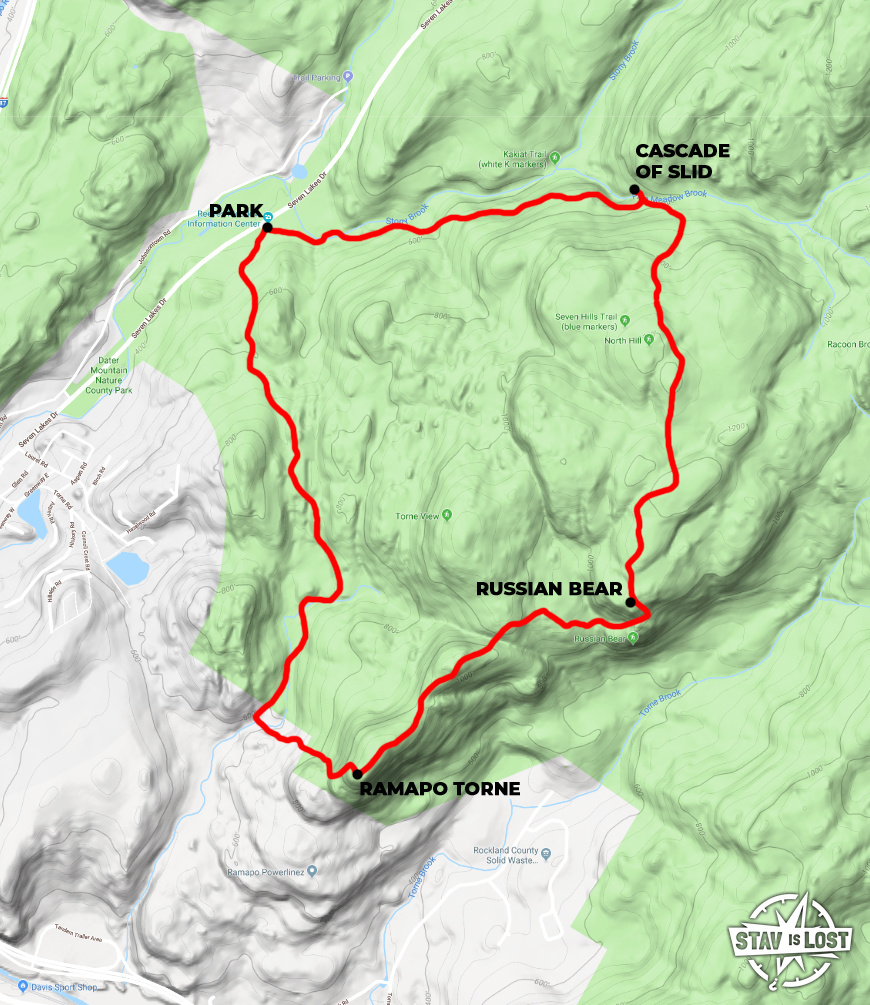 map for Ramapo Torne, Russian Bear, Cascade of Slid Loop by stav is lost