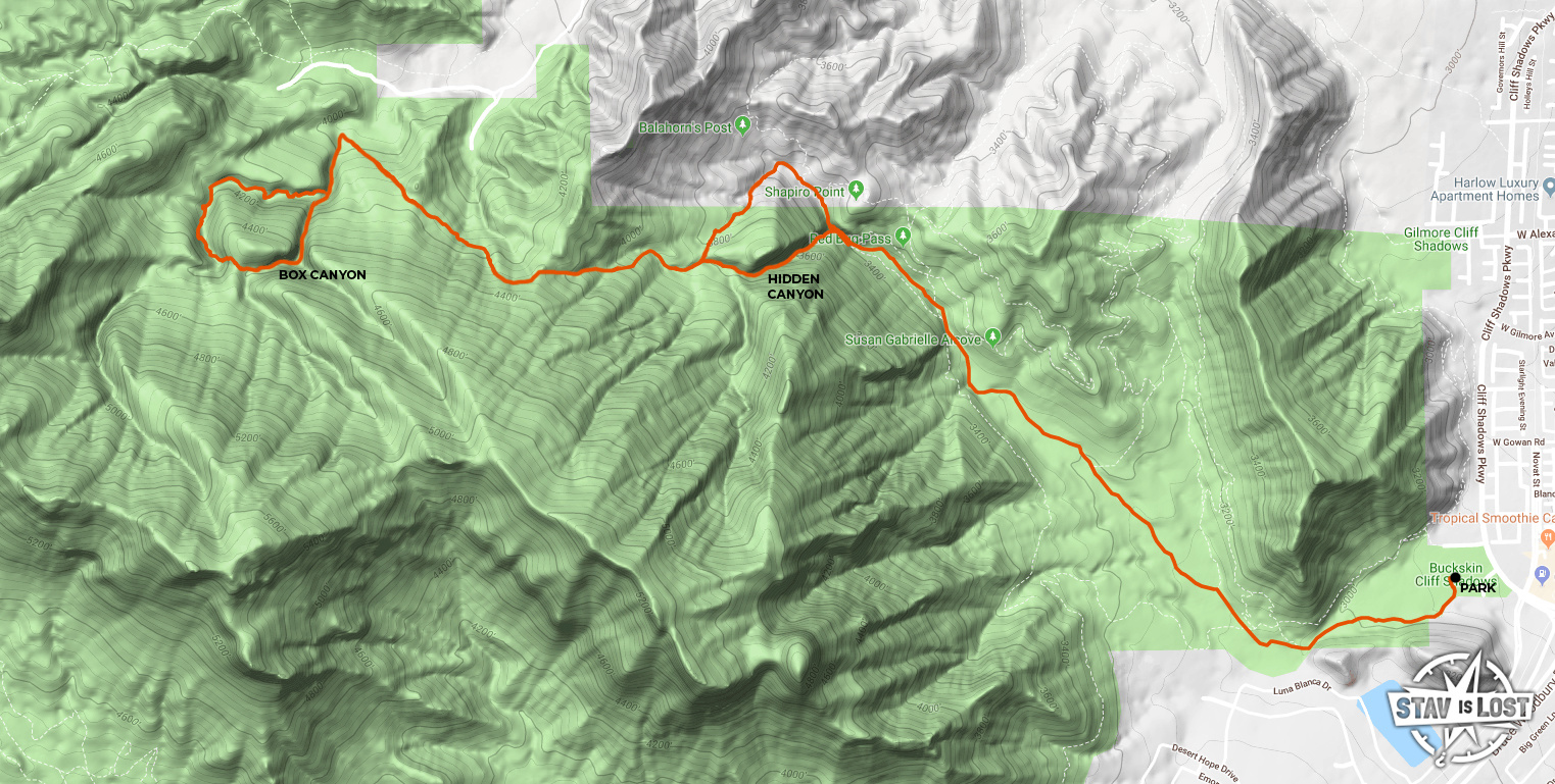 map for Box Canyon and Hidden Canyon by stav is lost