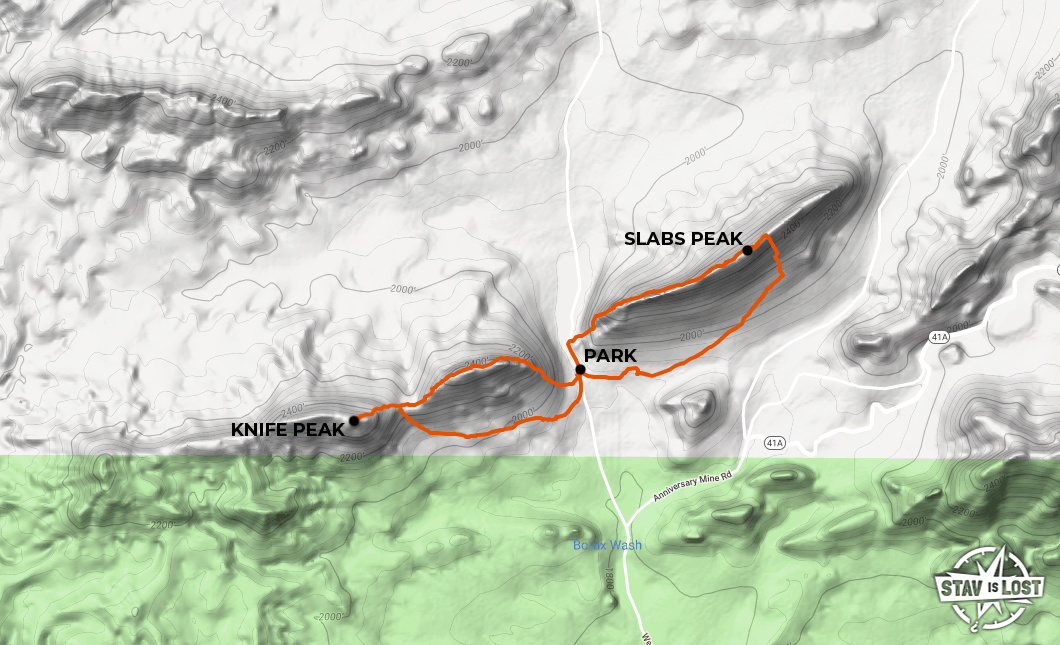 map for Knife Peak and Slabs Peak by stav is lost