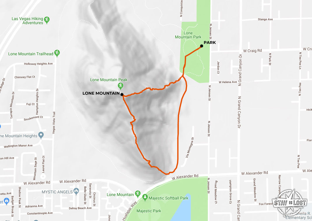map for Lone Mountain via South Ridge by stav is lost