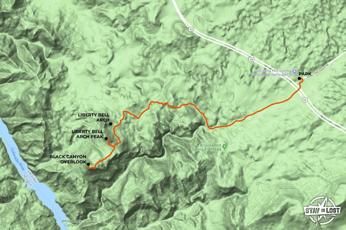 map for Liberty Bell Arch and Black Canyon Overlook by stav is lost