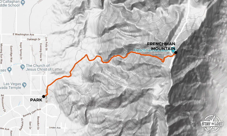 map for Frenchman Mountain via West Face by stav is lost