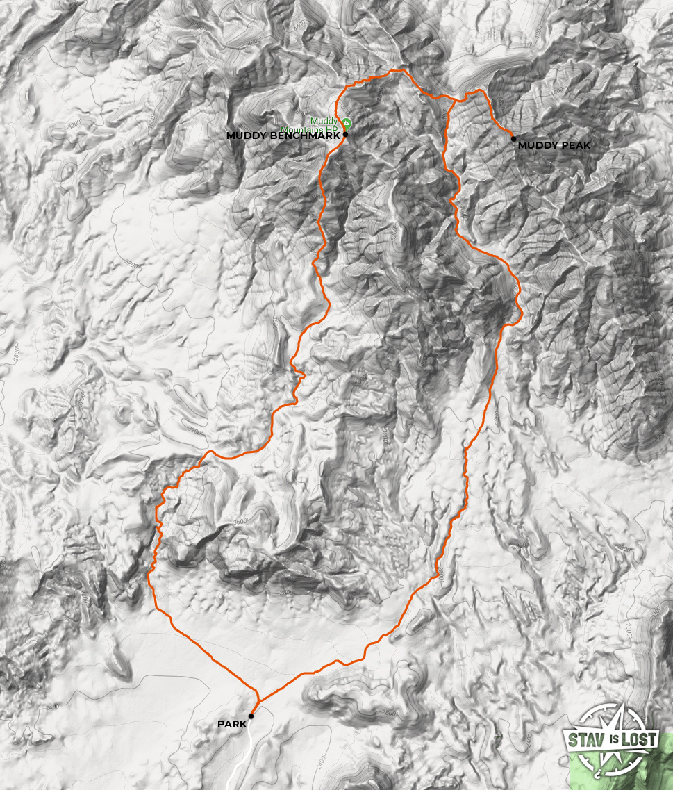 map for Muddy Peak and Muddy Benchmark Loop by stav is lost