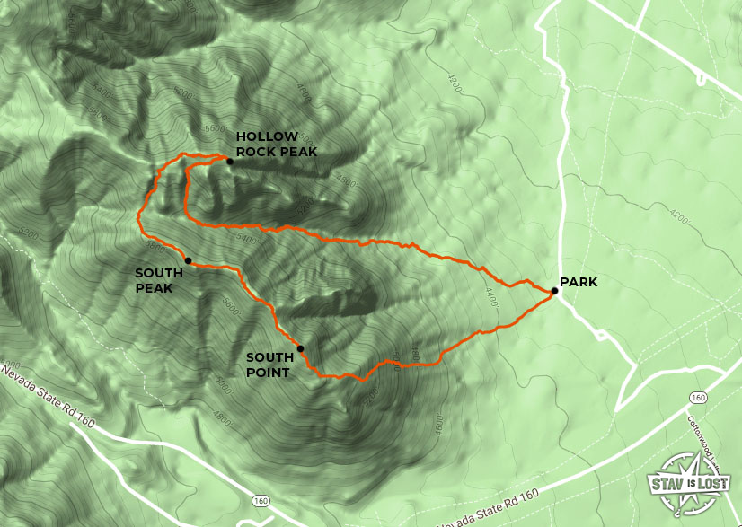 map for Hollow Rock Peak and South Peak by stav is lost
