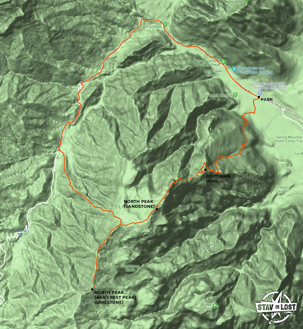 map for North Peak via Goodman Peak by stav is lost