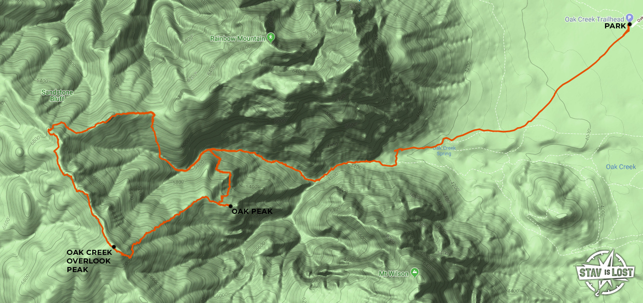 map for Oak Peak and Oak Creek Overlook by stav is lost
