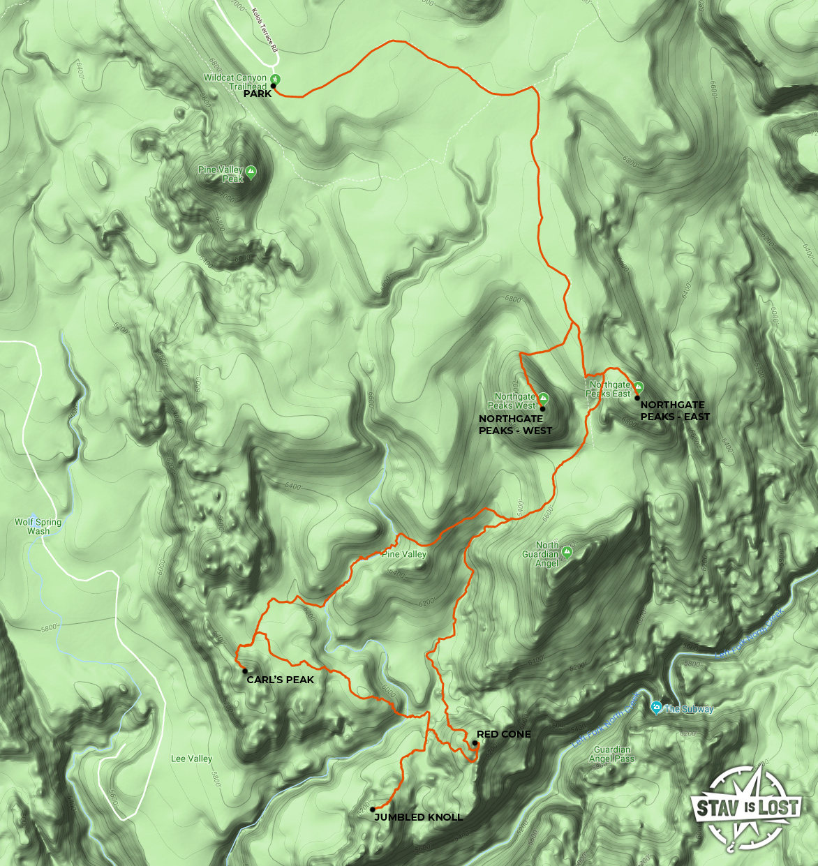map for Northgate Peaks, Red Cone, Jumbled Knoll, Carl's Peak by stav is lost