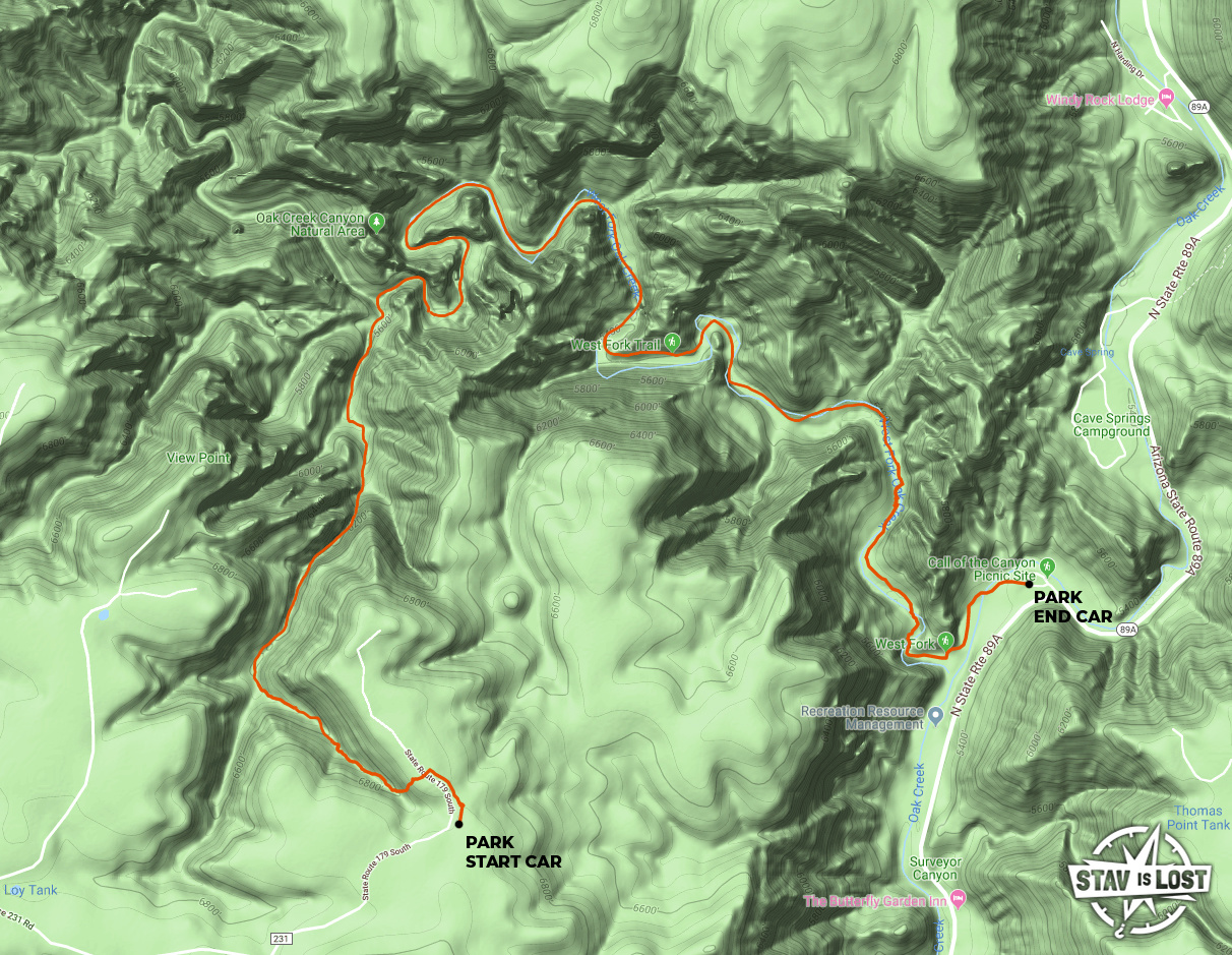 map for Illusions Canyon and West Fork of Oak Creek by stav is lost
