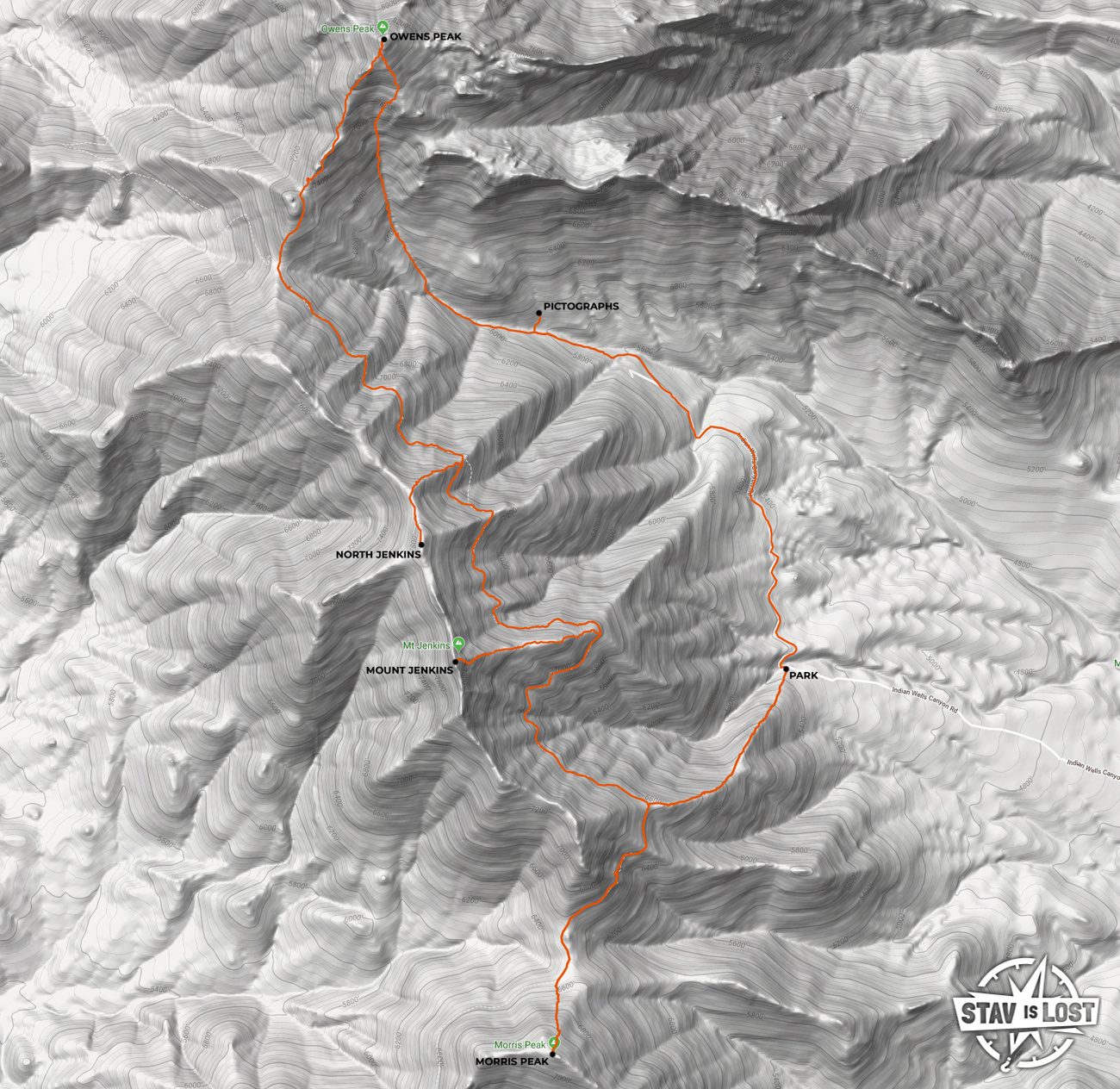 map for Owens Peak, Jenkins Mountain, and Morris Peak by stav is lost