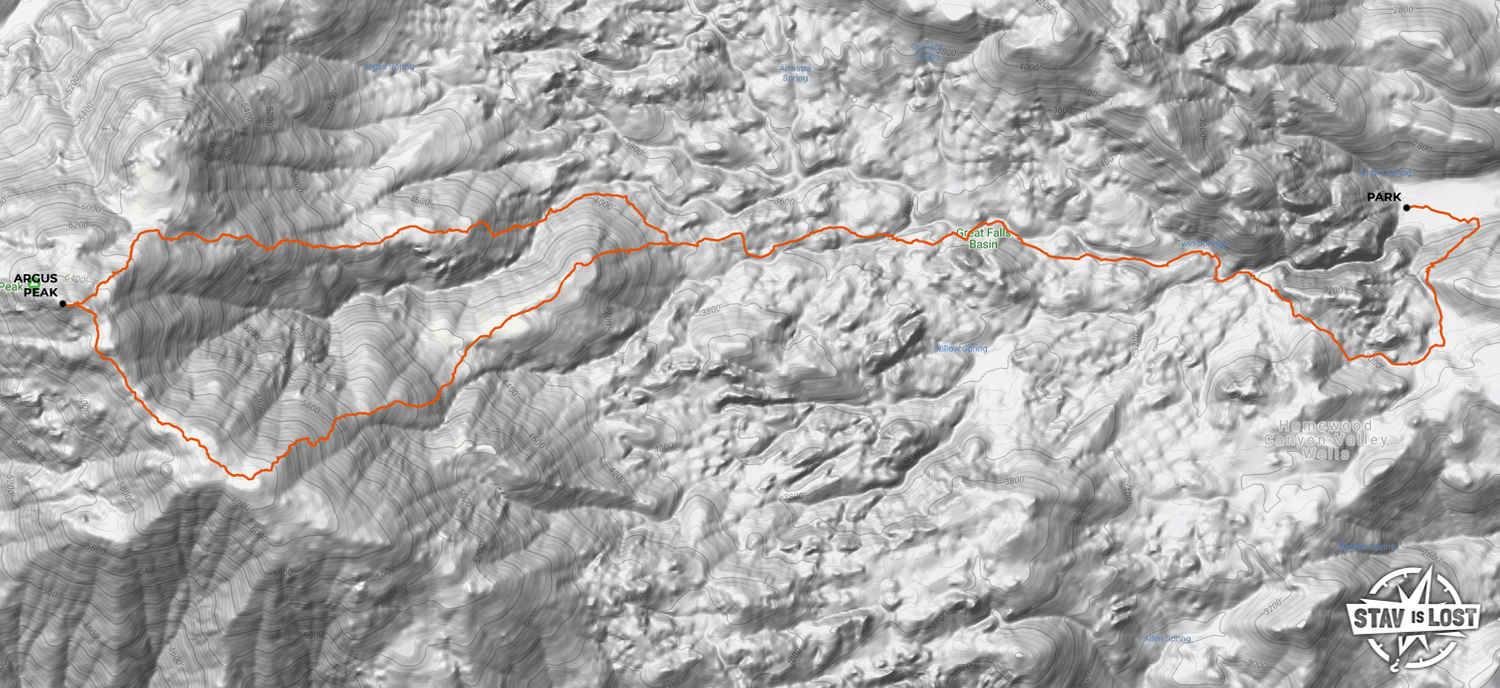 map for Argus Peak via Great Falls Basin by stav is lost