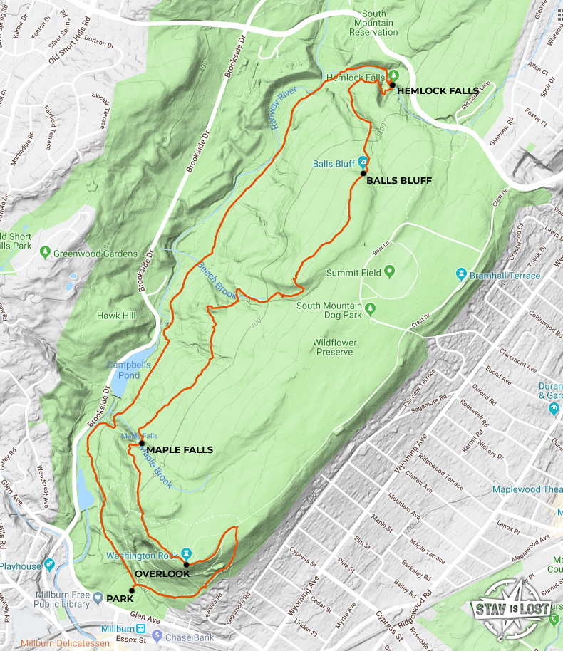 map for Hemlock Falls via Lenape Trail Loop by stav is lost